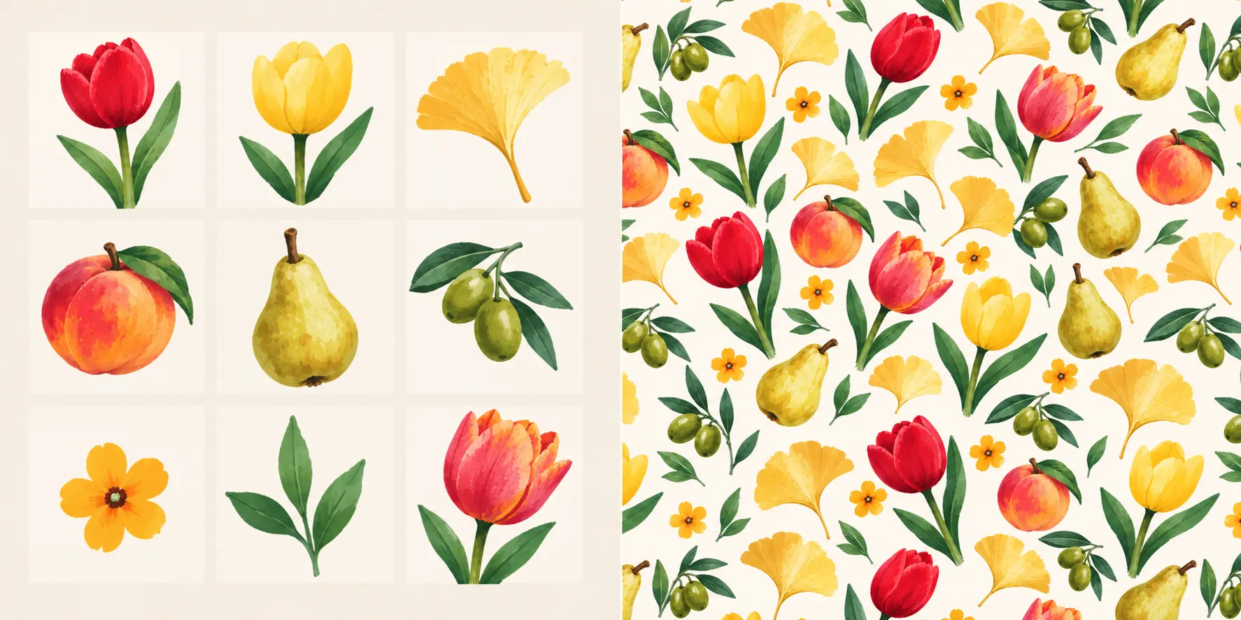 Contoh clip art yang dikembangkan menjadi seamless pattern