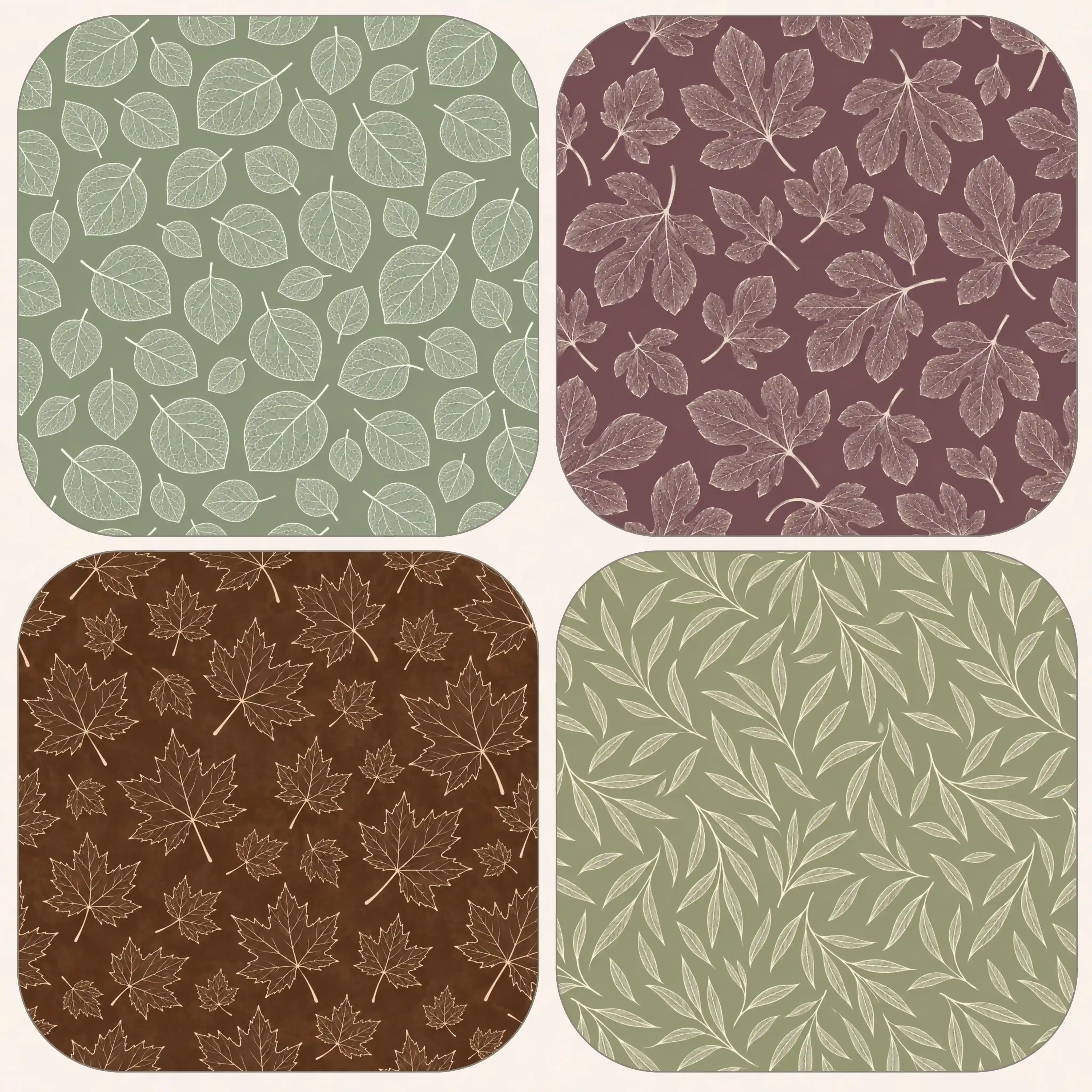 Collage of leaf pattern variations created from one simple leaf photo