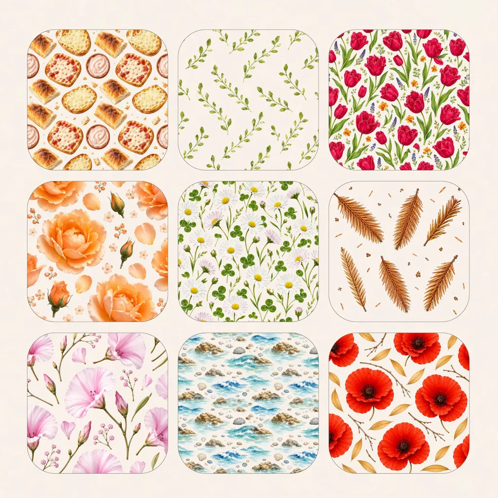 Kumpulan seamless pattern yang dibuat dengan AI