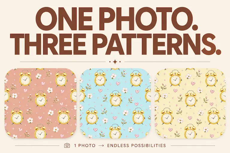 Three pattern designs created from one watch photo